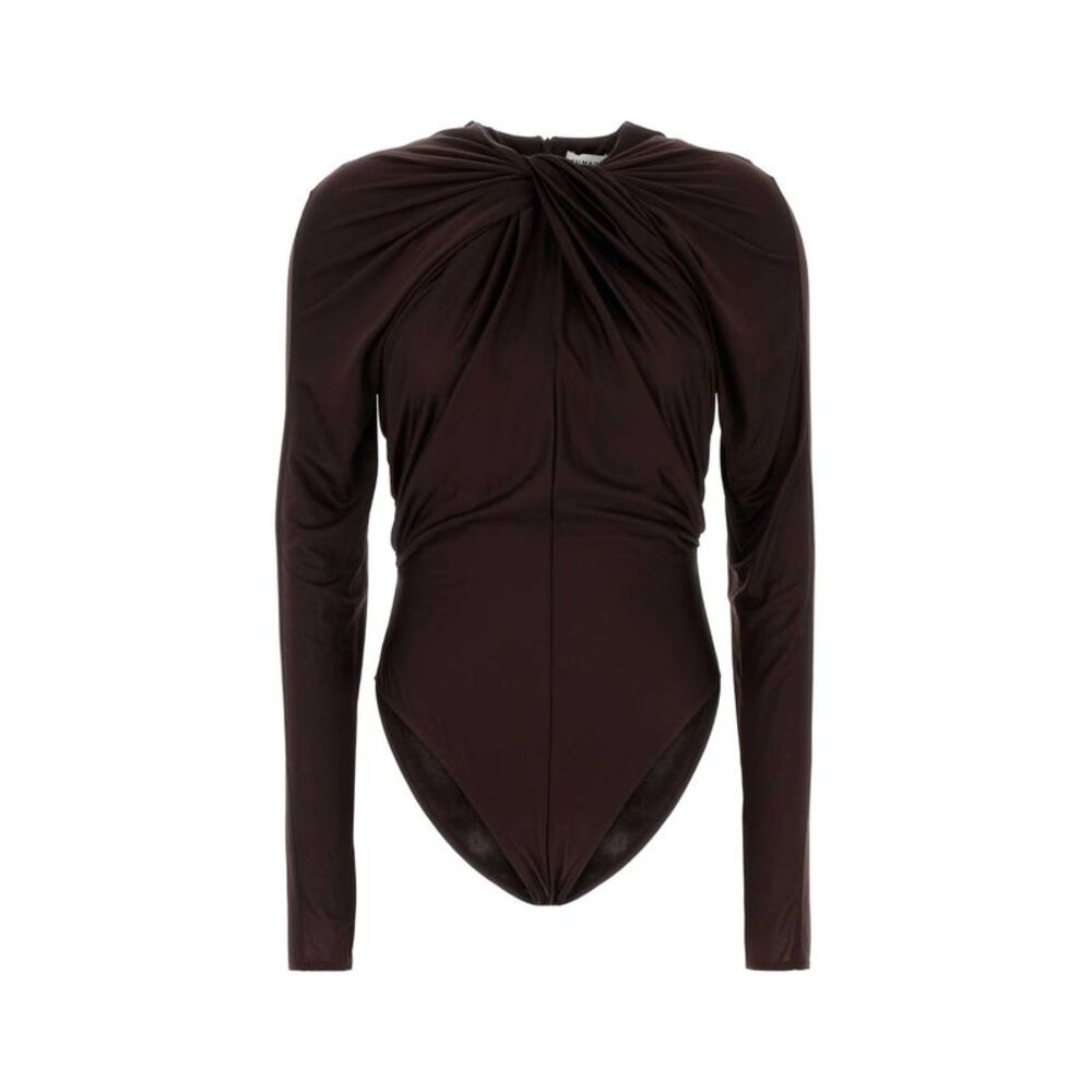 Balmain Women Chocolate Jersey Bodysuit